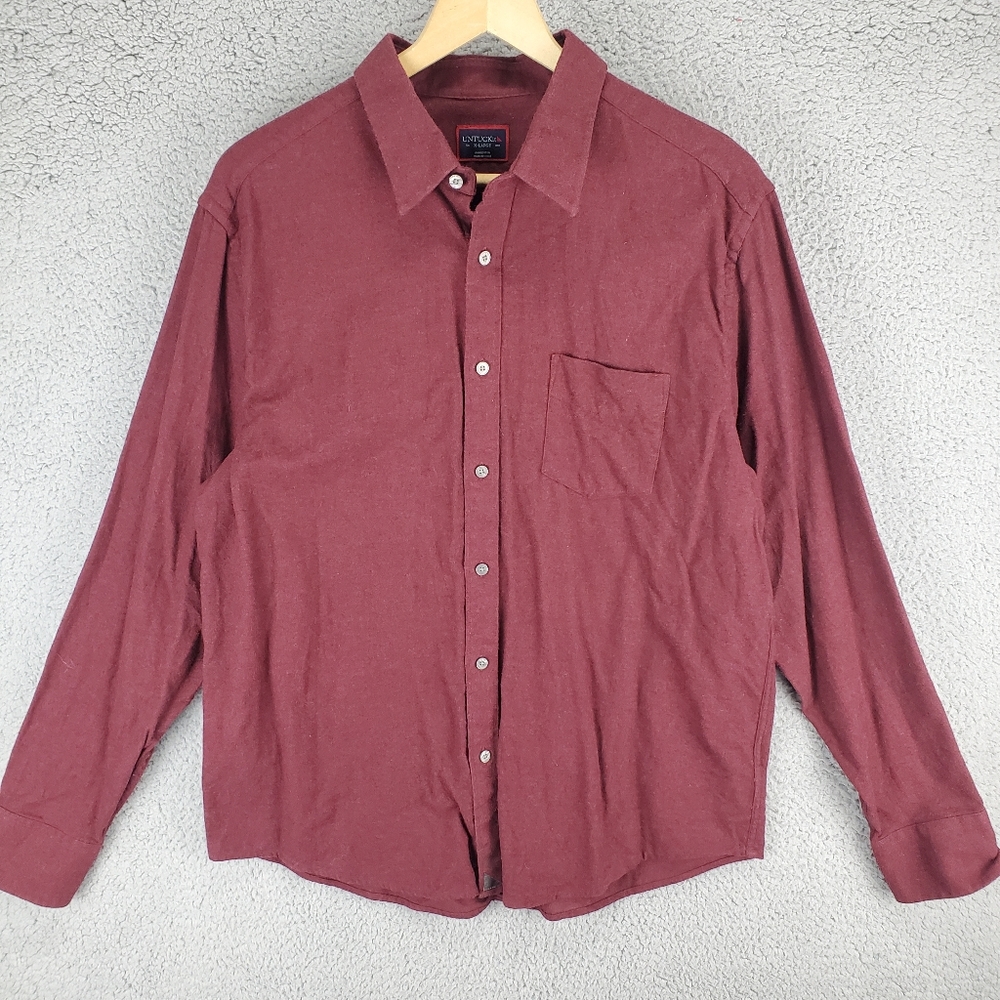 UNTUCKit Flannel Shirt Mens XL Red Maroon Button Up Sherwood Cotton Fall Classic